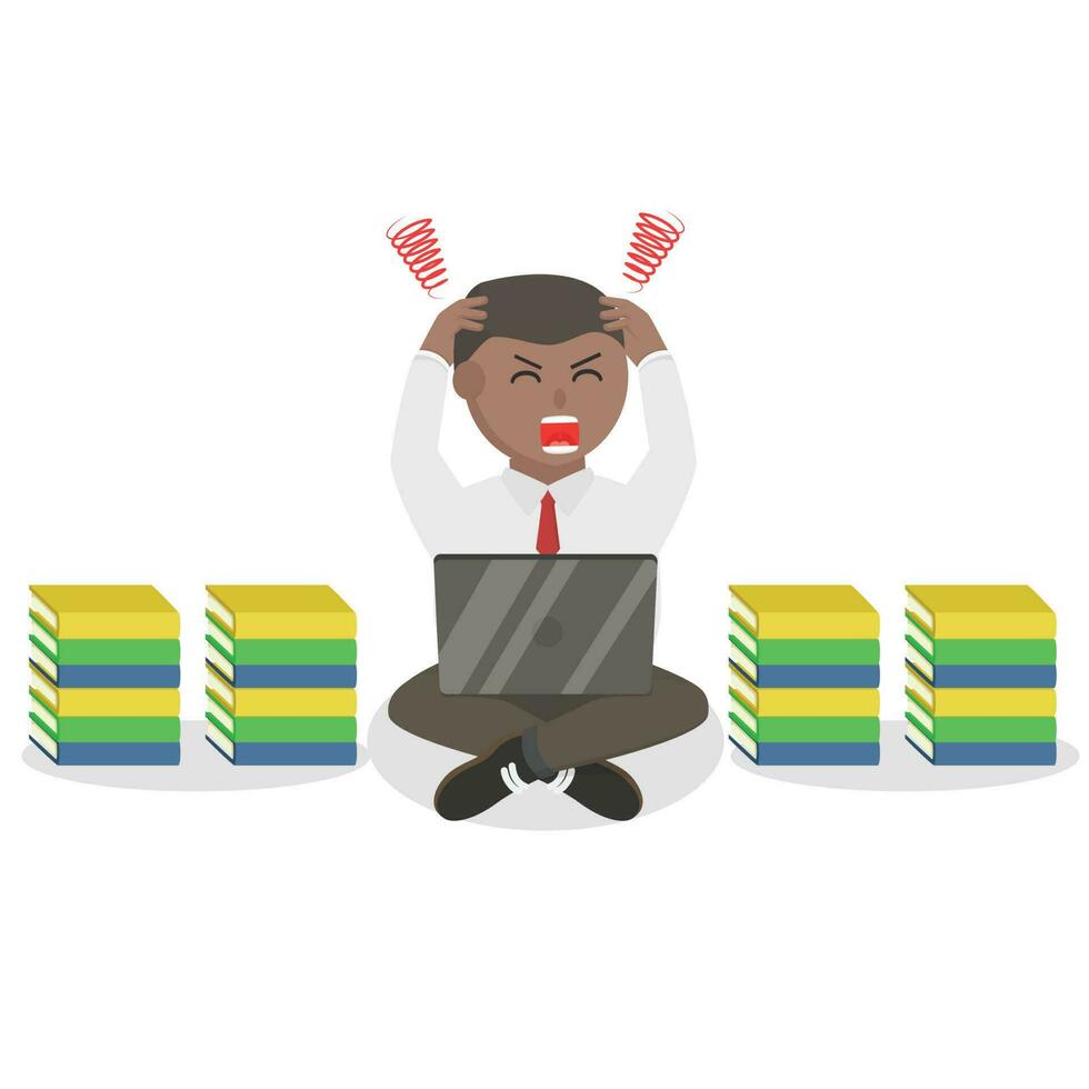 Businessman african Stress design character on white background vector