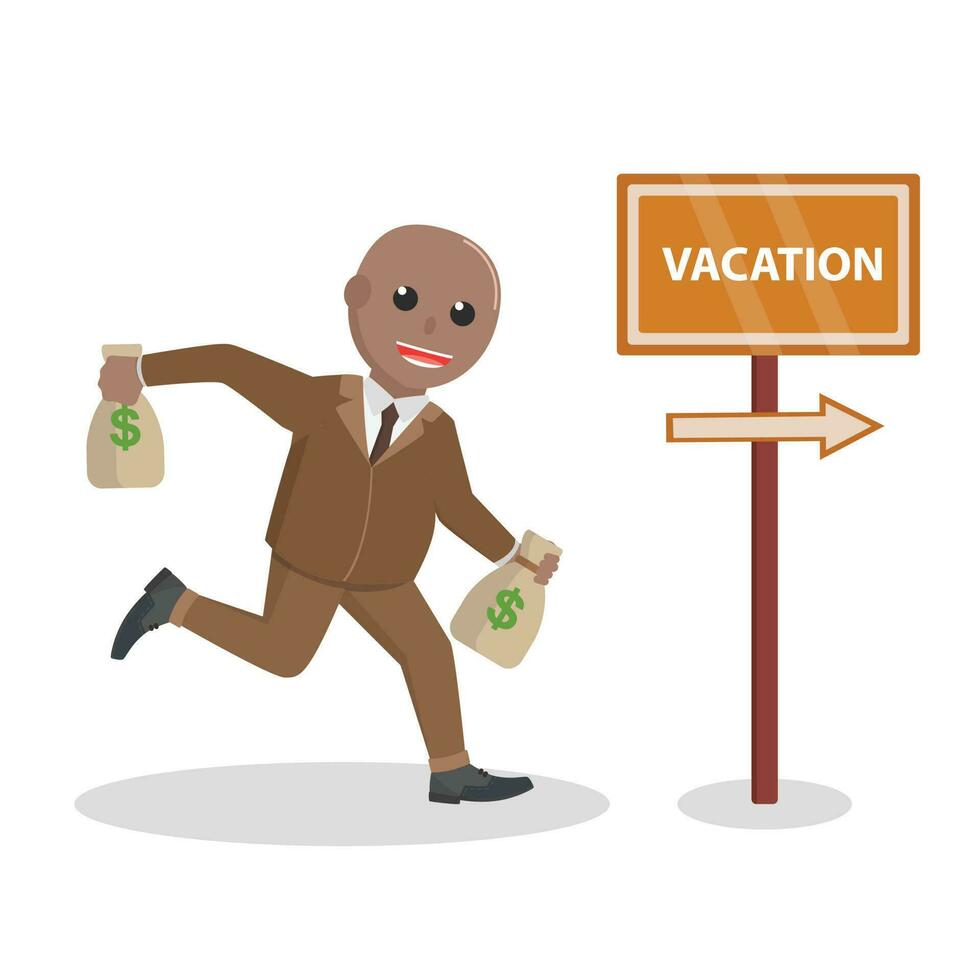 Businessman african Go To Vacation design character on white background vector