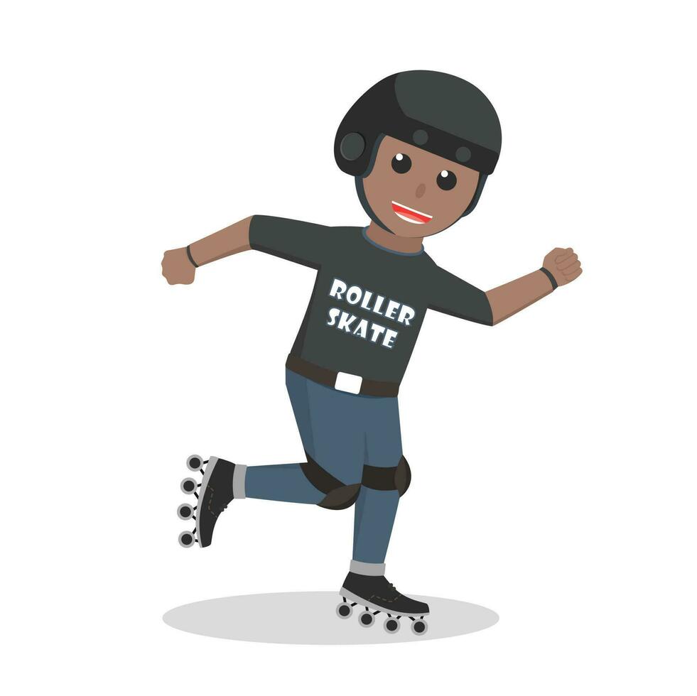 African man Roller Skater design character on white background vector