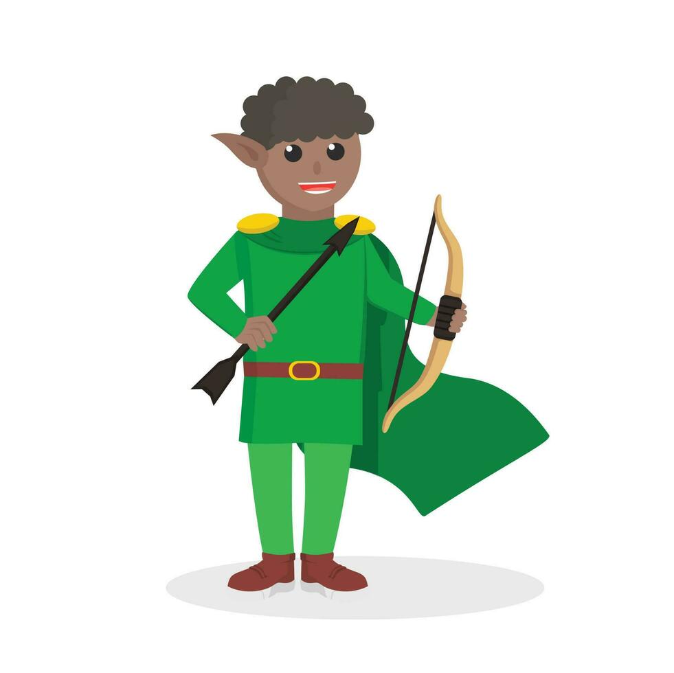 Elf african holding arrows and bows design character on white background vector