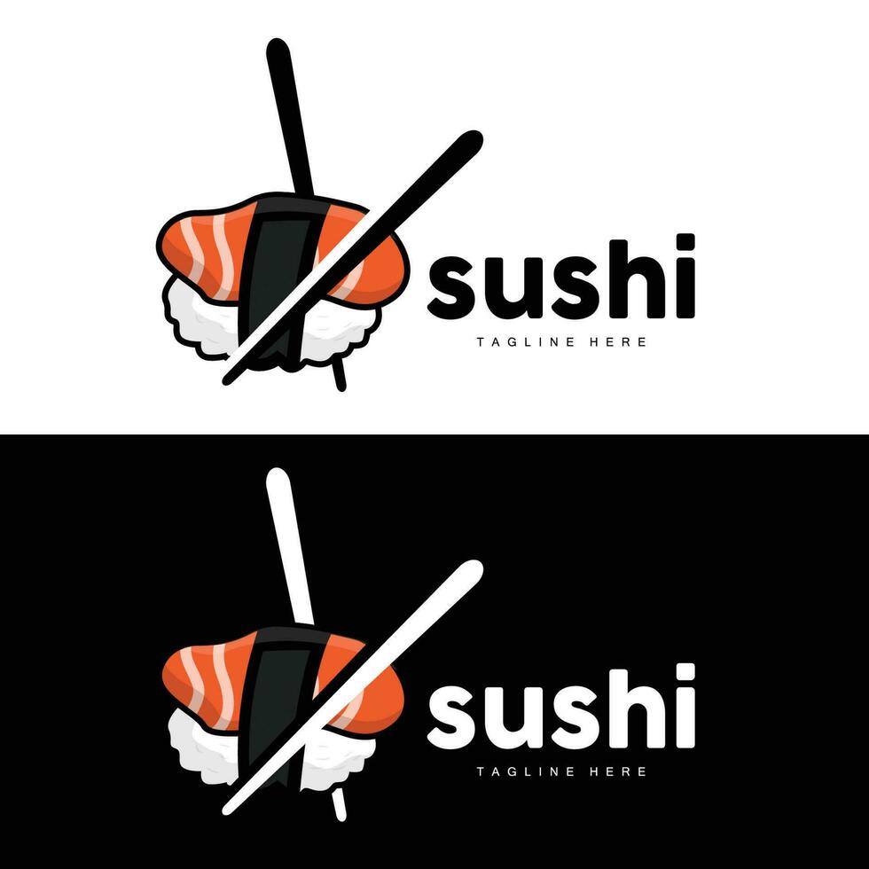 Sushi logo, japonés rápido comida diseño, vector icono modelo símbolo