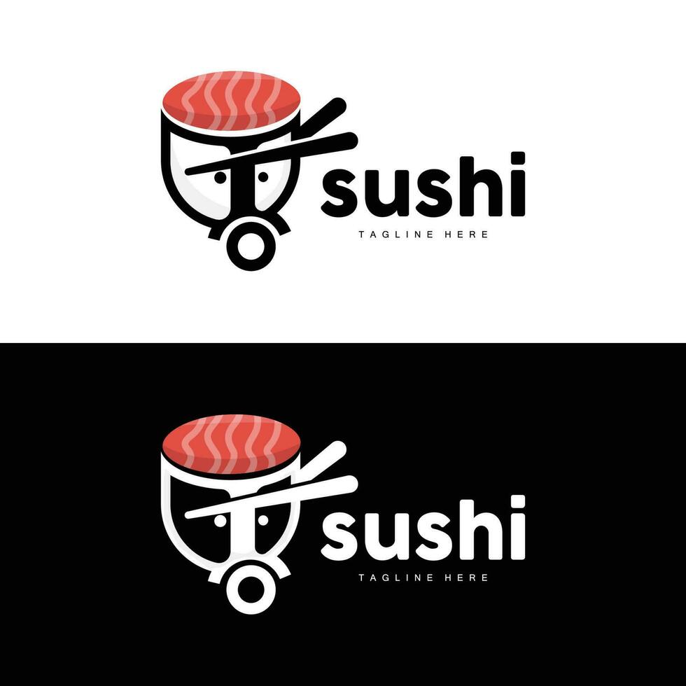 Sushi logo, japonés rápido comida diseño, vector icono modelo símbolo