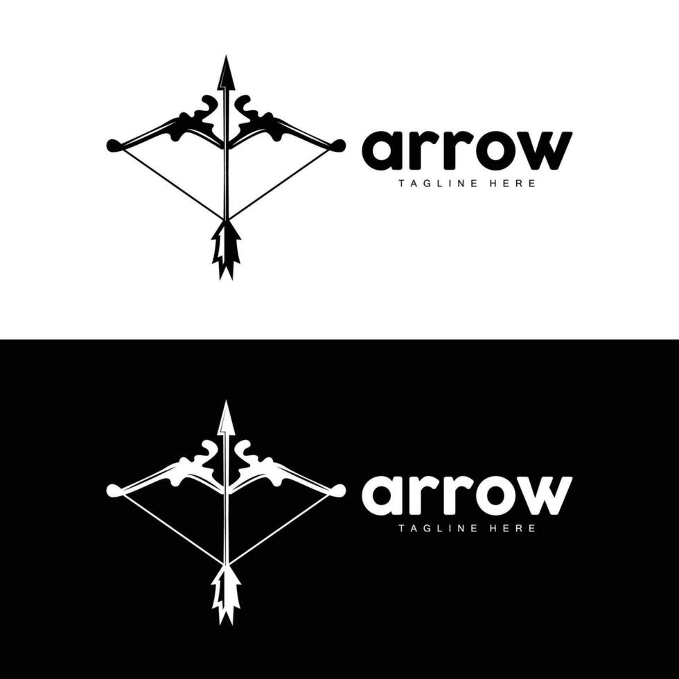 Arrow Logo, Bow Arrow Minimalist Simple Design, Archer Vector, Templet Illustration Symbol Icon vector