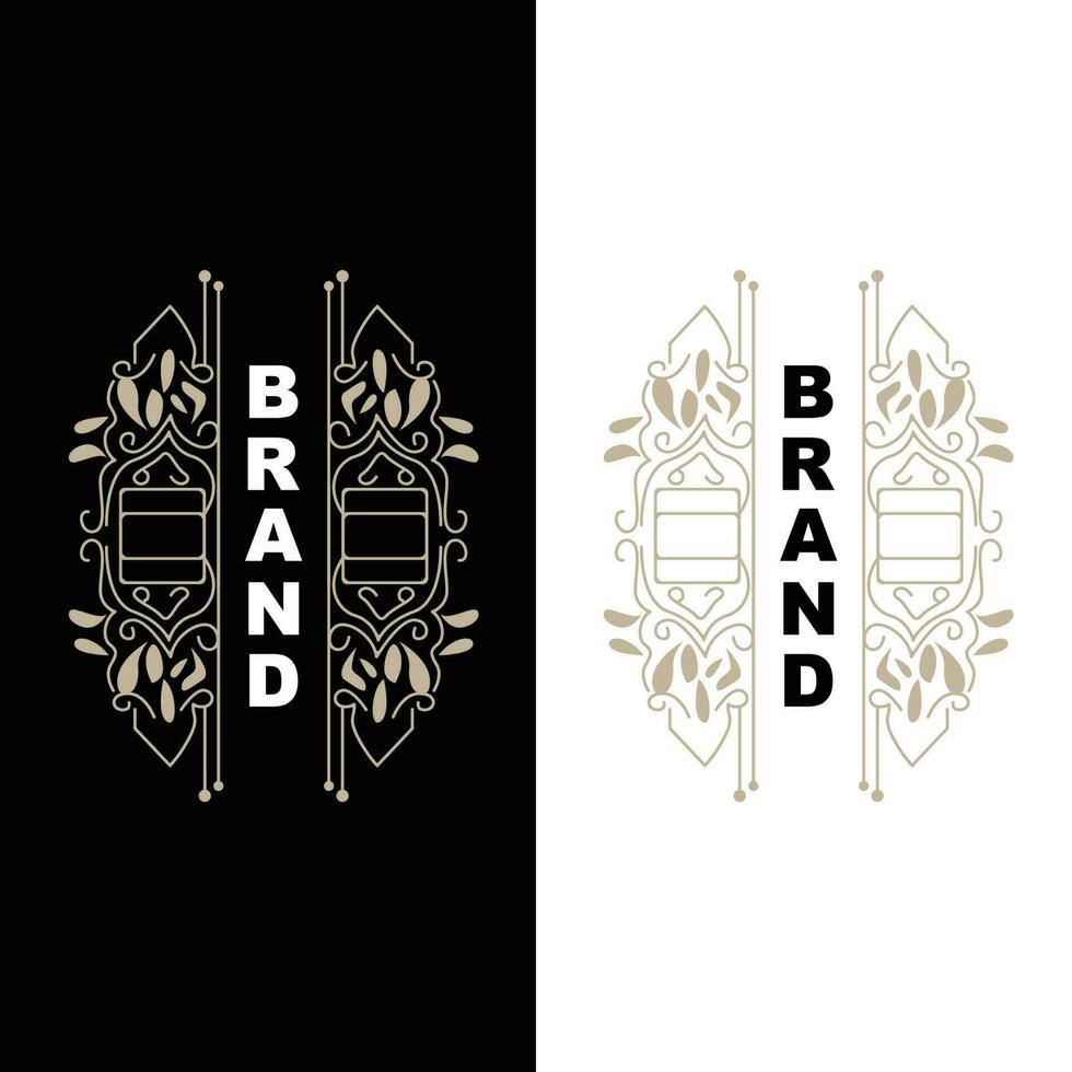 Elegant Minimalist Ornament Logo Template Luxury Ornament Wedding Decoration Business, Batik Style Invitation, Batik, Frasion, Initial Brand Design vector
