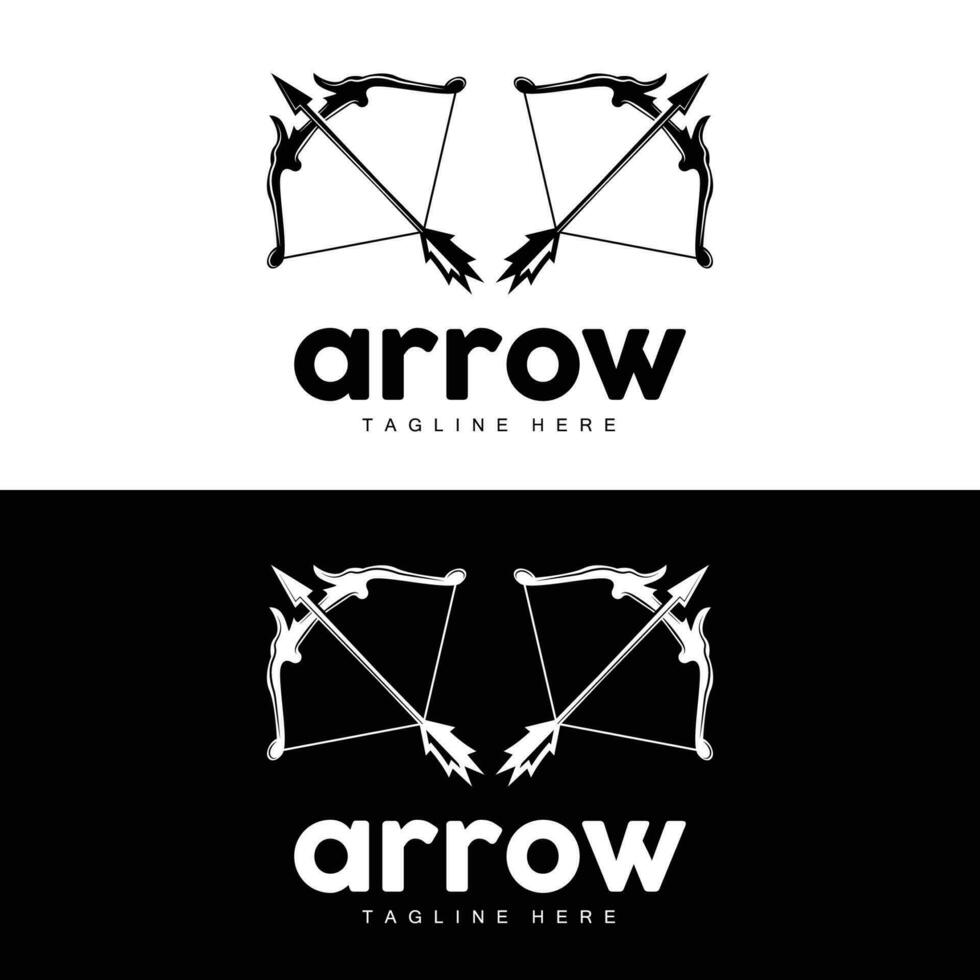 Arrow Logo, Bow Arrow Minimalist Simple Design, Archer Vector, Templet Illustration Symbol Icon vector