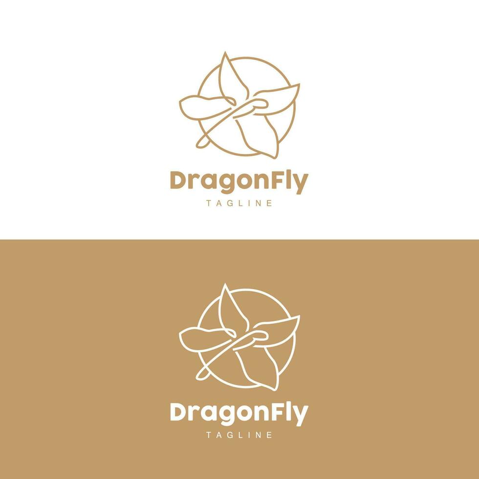 libélula logo, volador animal diseño, vector sencillo línea estilo, icono símbolo ilustración