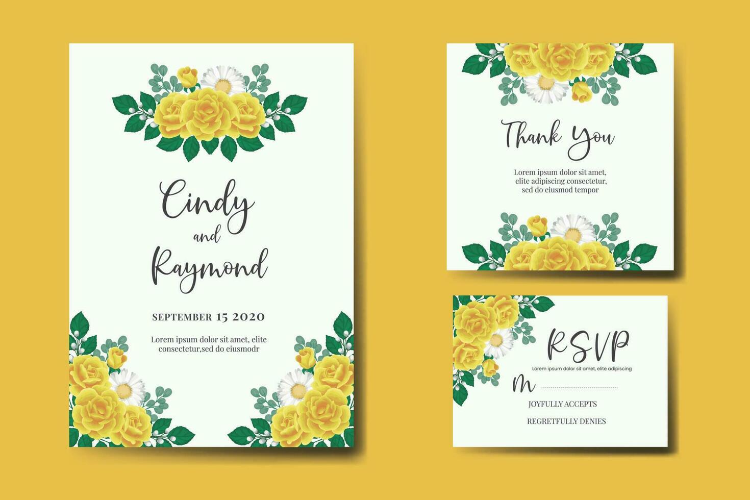 Boda invitación marco colocar, floral acuarela digital mano dibujado amarillo Rosa flor diseño invitación tarjeta modelo vector