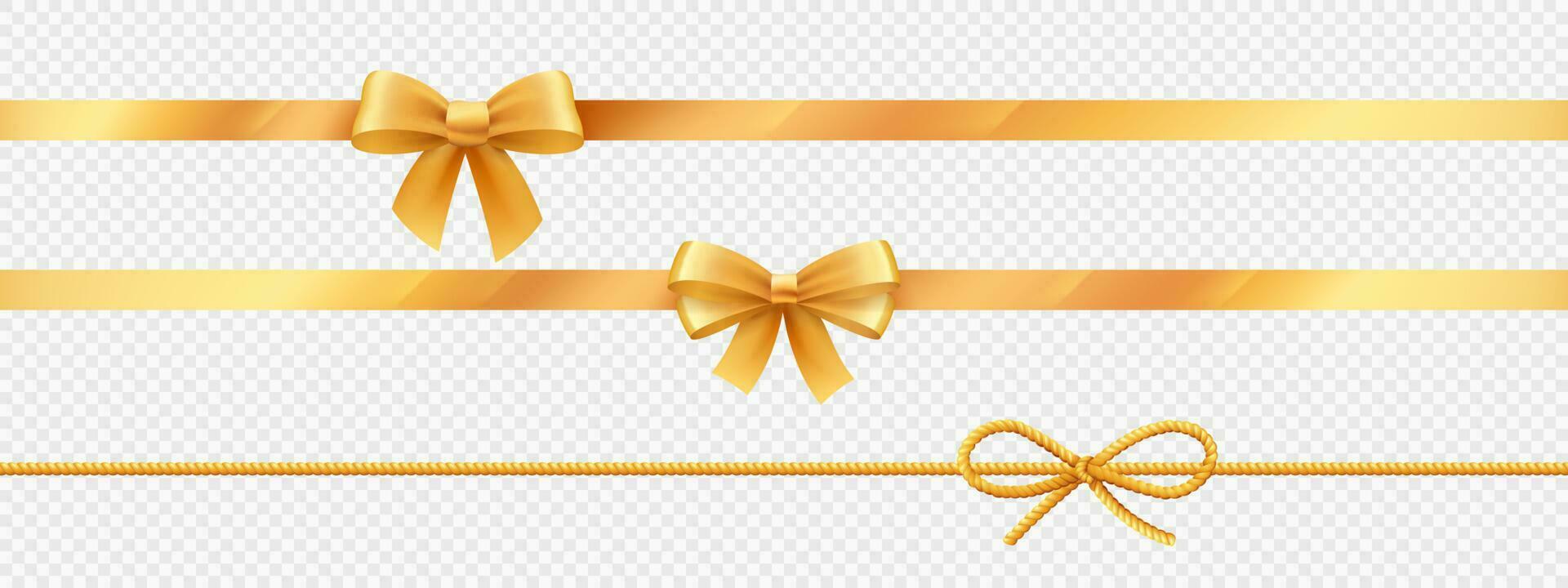 Gold ribbons with bow and knot for birthday gift vector