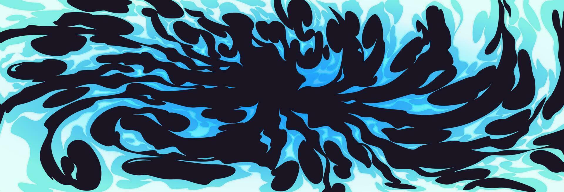 Blue fire effect, cartoon water comics background vector