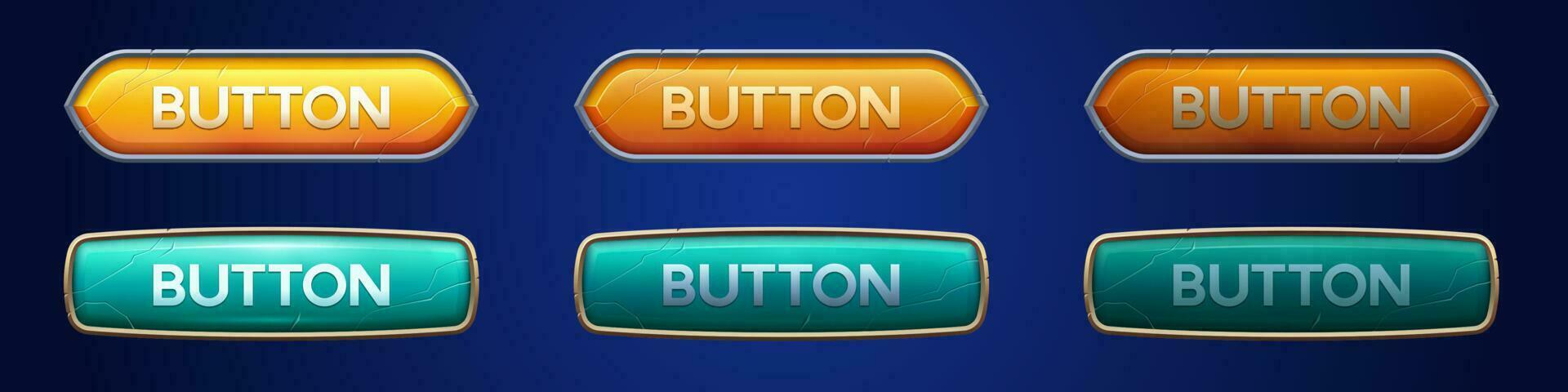 Medieval ui game button frame sprite for animation vector