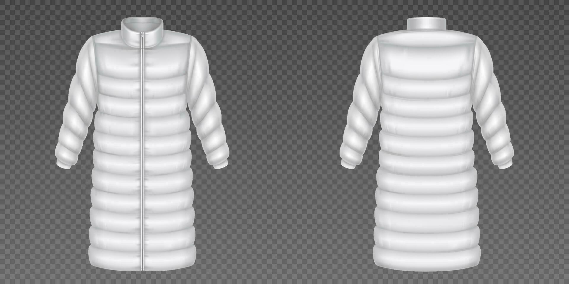 Realistic set of puffer coat with long sleeve vector