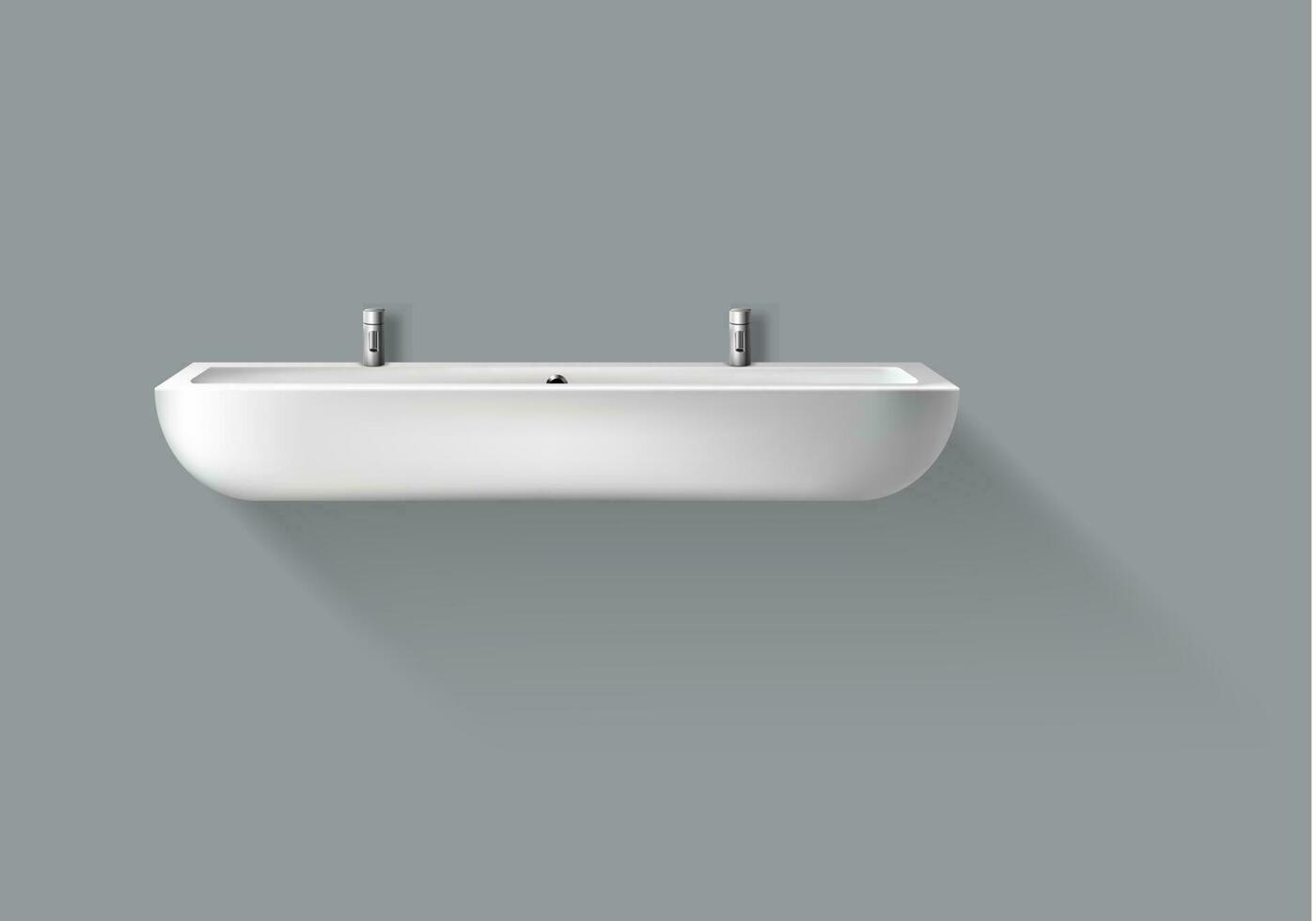 Vector realistic washbasin with taps for bathroom