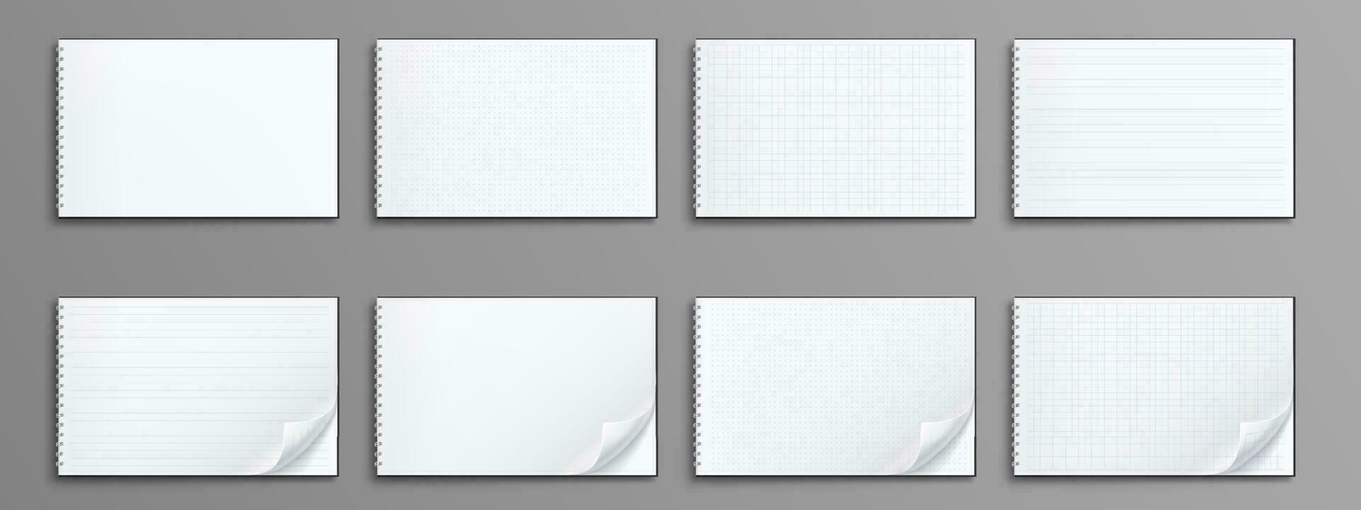 Realistic set of notebook mockups isolated vector