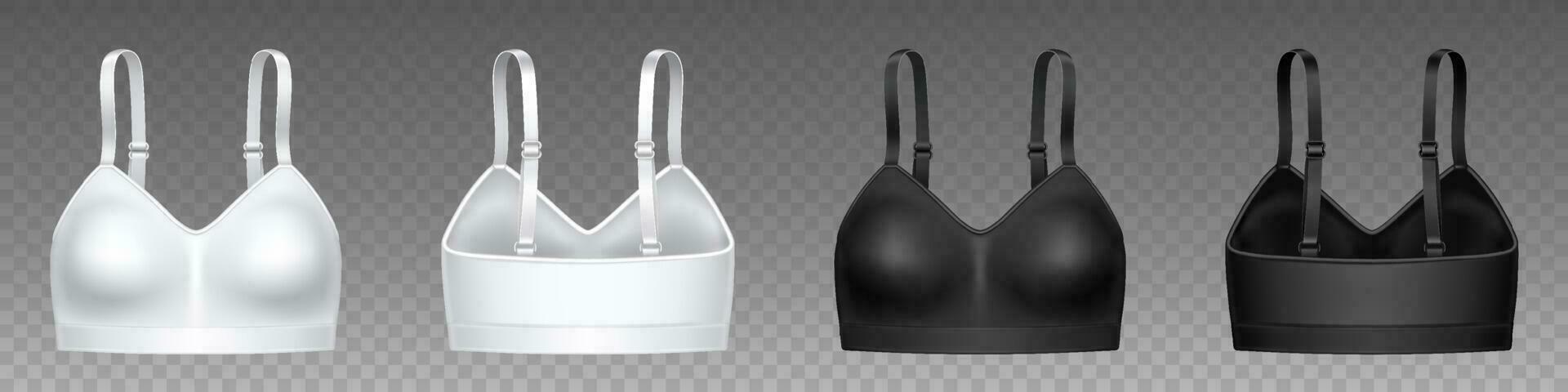 Realistic set white black sport bra vector