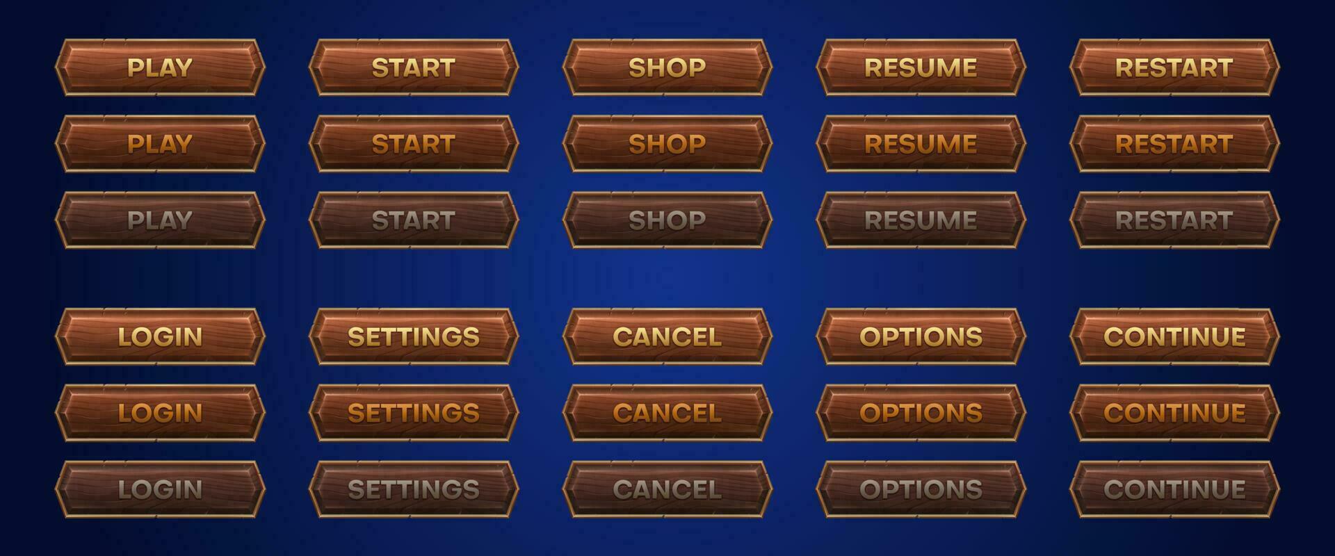 Medieval ui game button frame sprite for animation vector