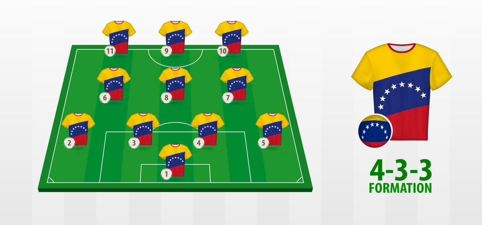 Venezuela nacional fútbol americano equipo formación en fútbol americano campo. vector