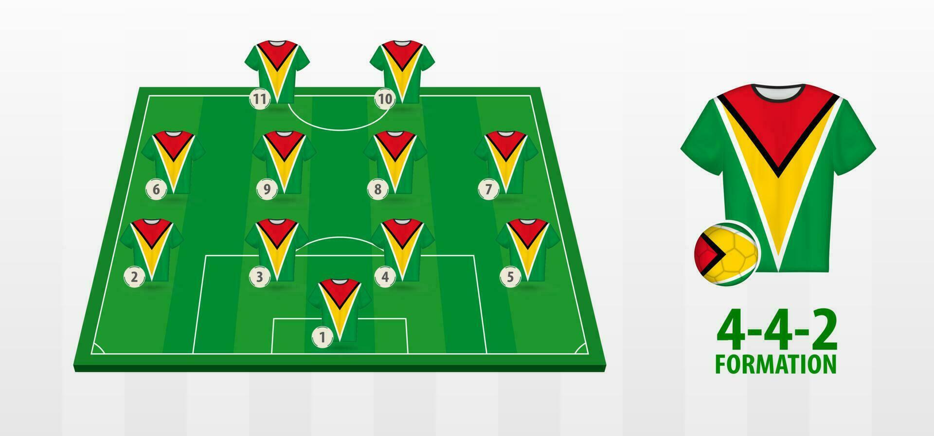 Guayana nacional fútbol americano equipo formación en fútbol americano campo. vector