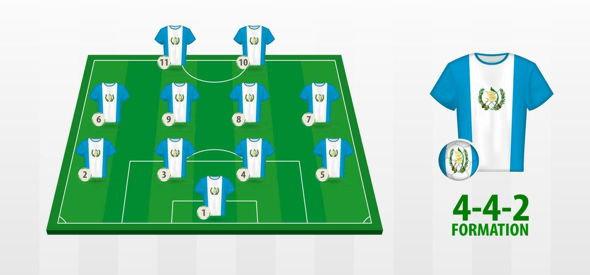 Guatemala nacional fútbol americano equipo formación en fútbol americano campo. vector