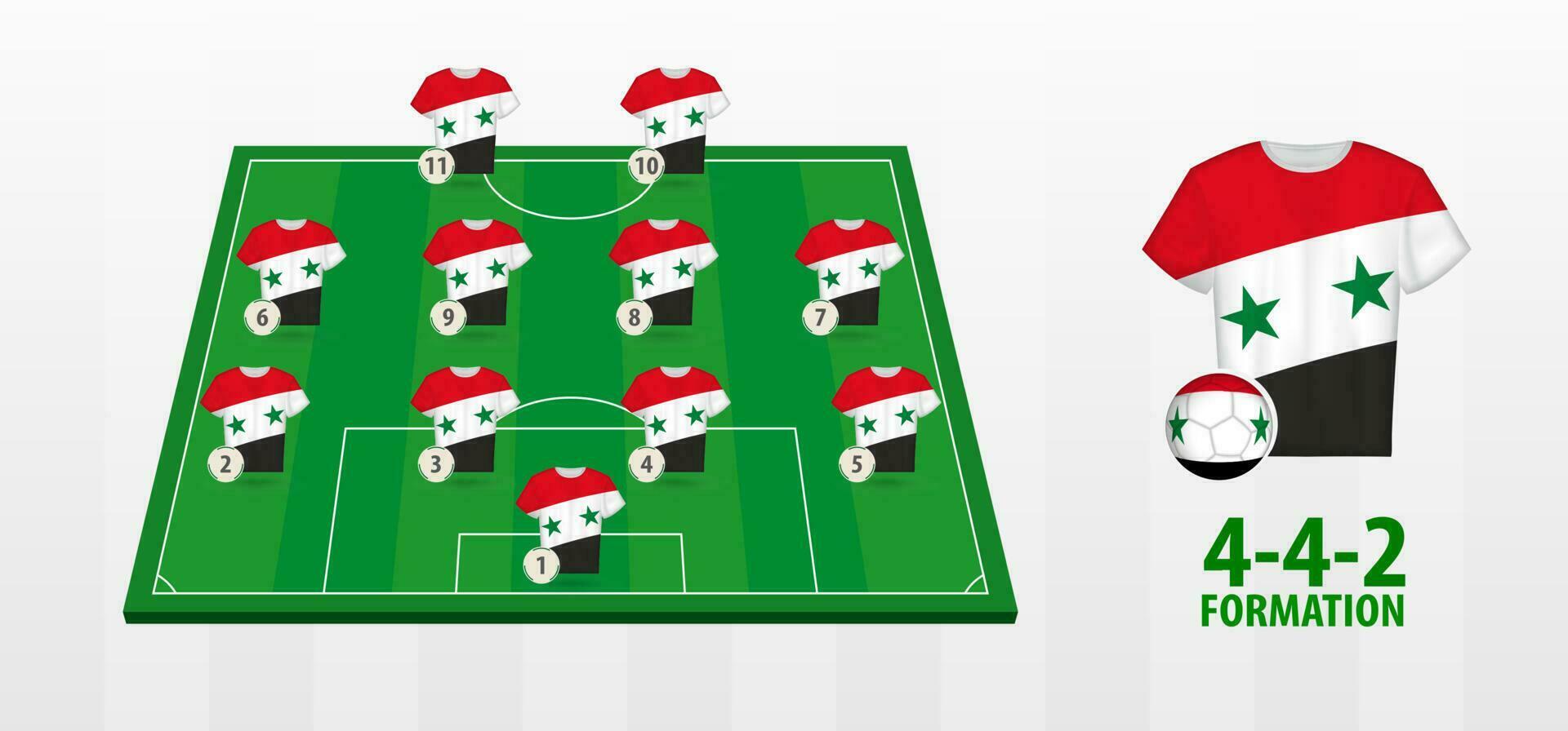 Syria National Football Team Formation on Football Field. vector