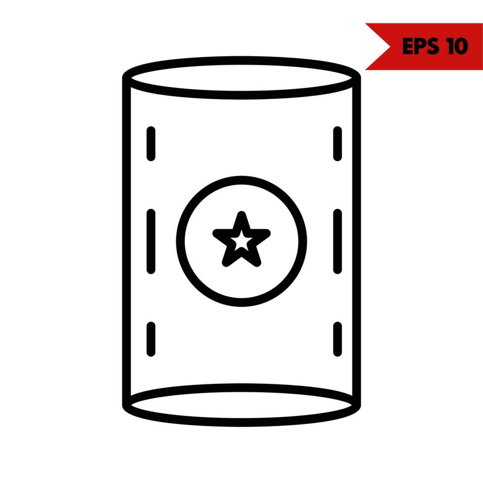 star in button with in tube line icon vector