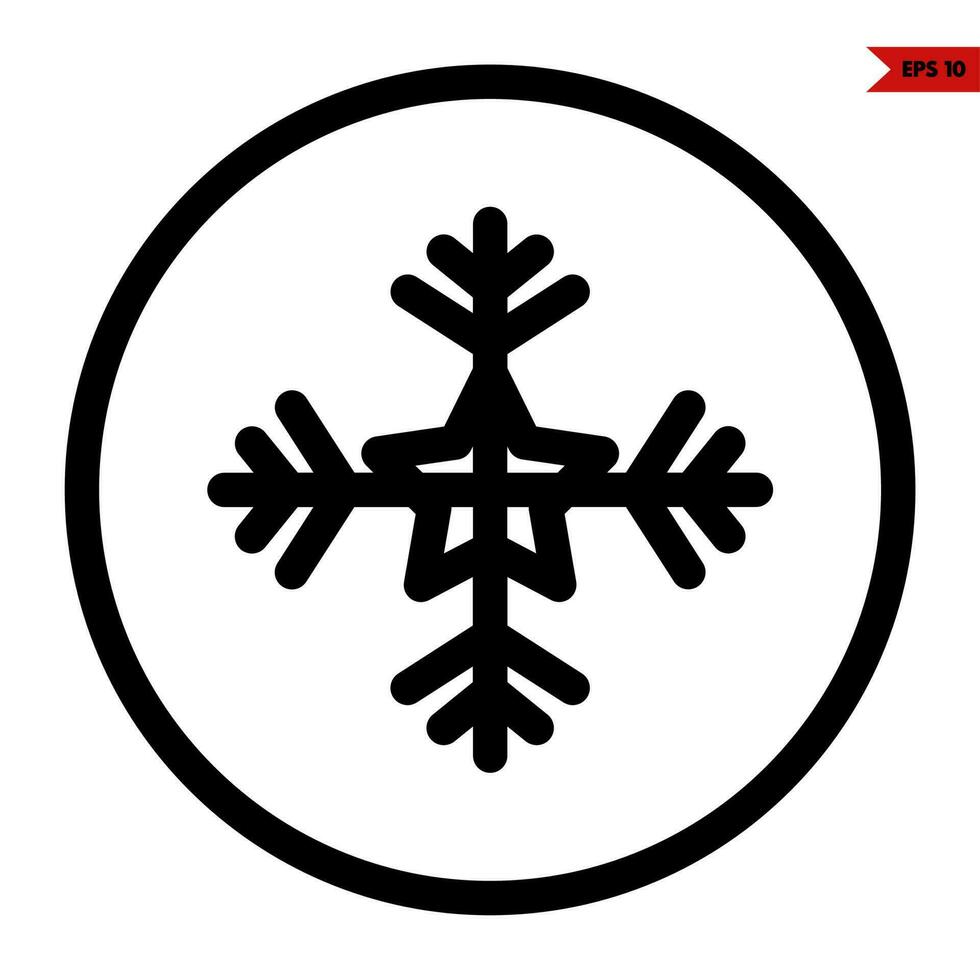 star in leaf snowlake in button line icon vector