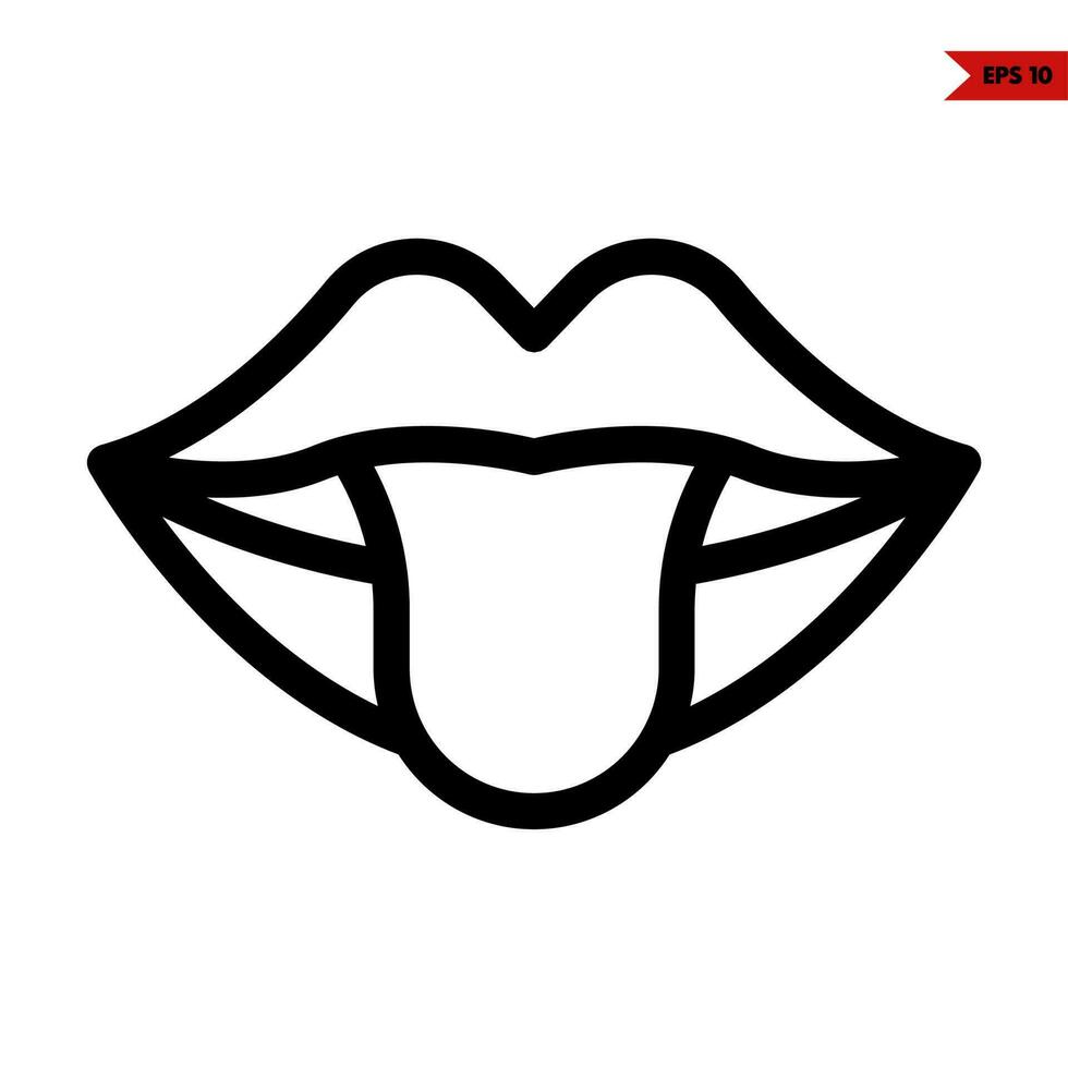 tongue in mouth line icon vector