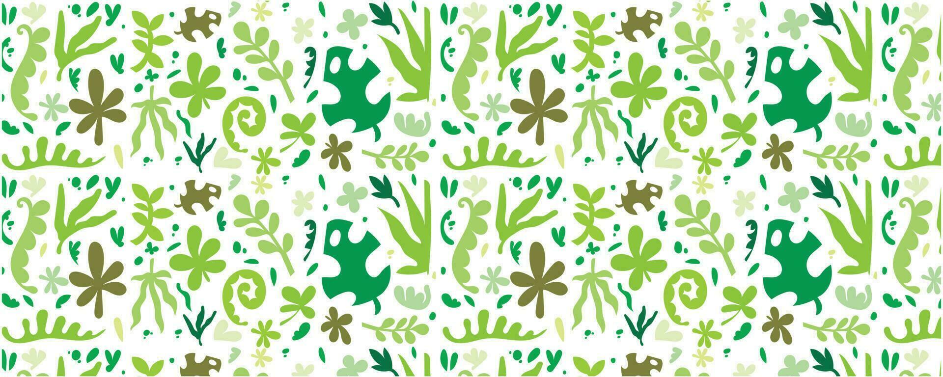 colorful hand drawn pattern with plant illustration vector