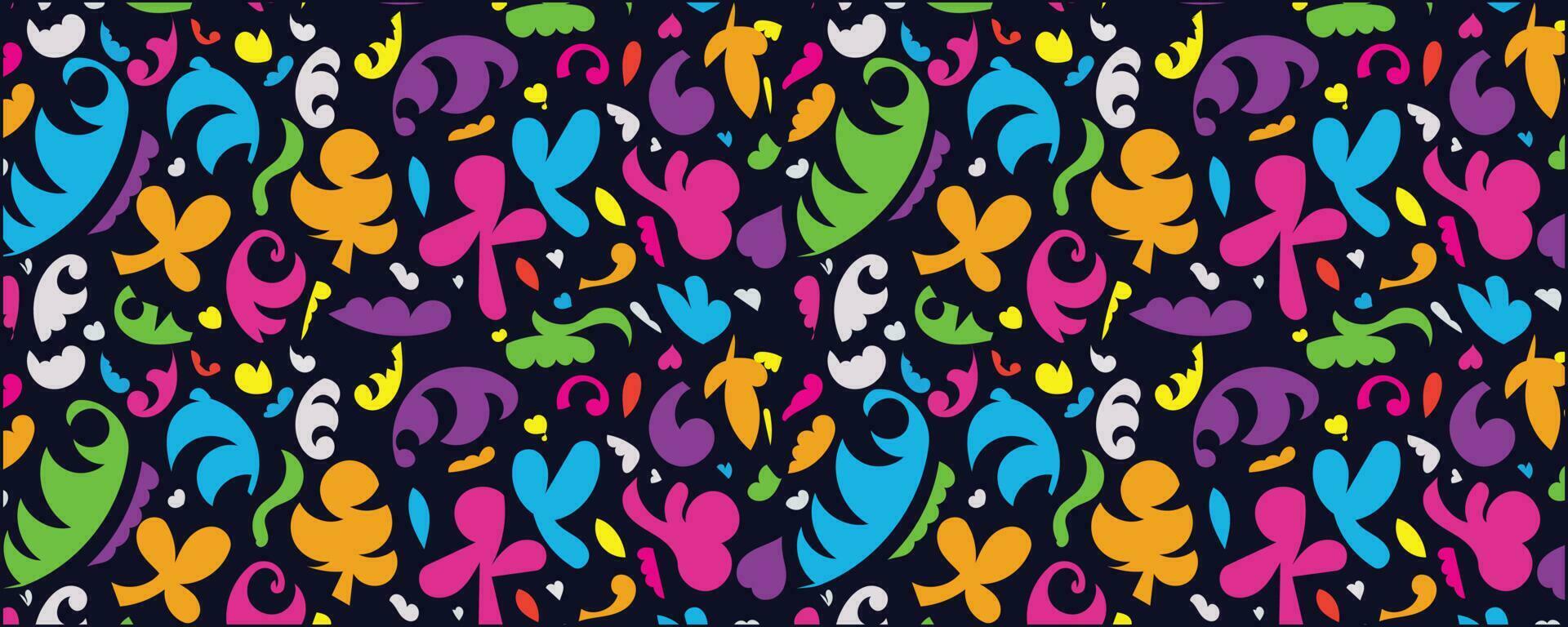 Colorful hand drawn abstract pattern of leaves vector