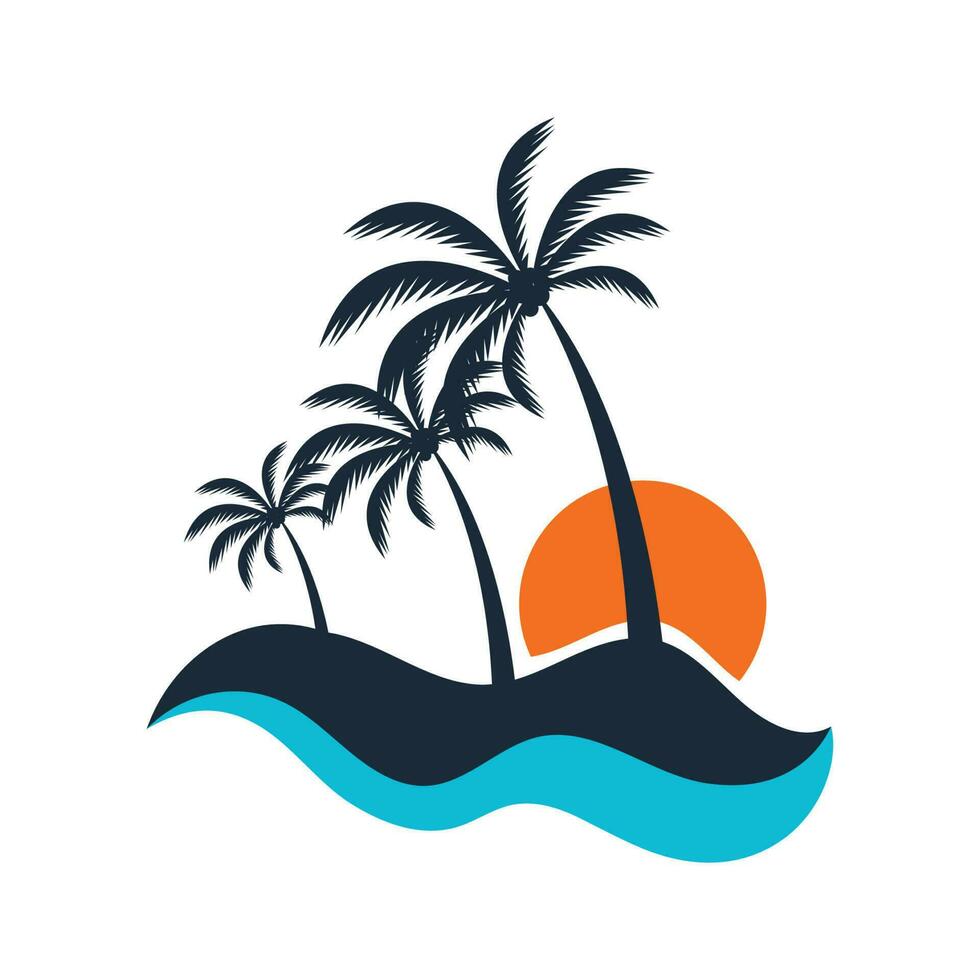 Tropical island illustration design template vector