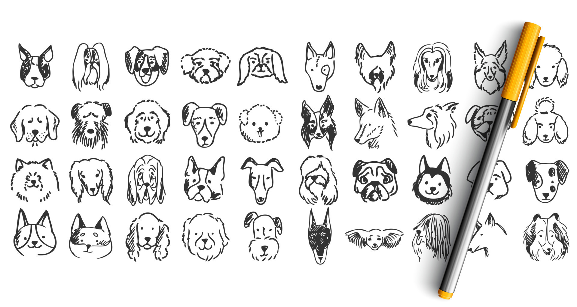Dogs doodle set 23166321 Vector Art at Vecteezy