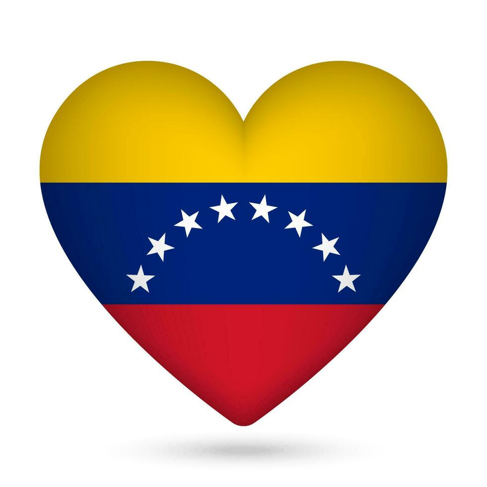 Venezuela flag in heart shape. Vector illustration.