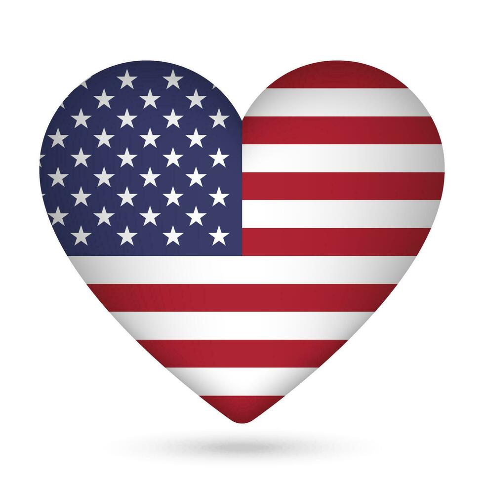 USA flag in heart shape. Vector illustration.
