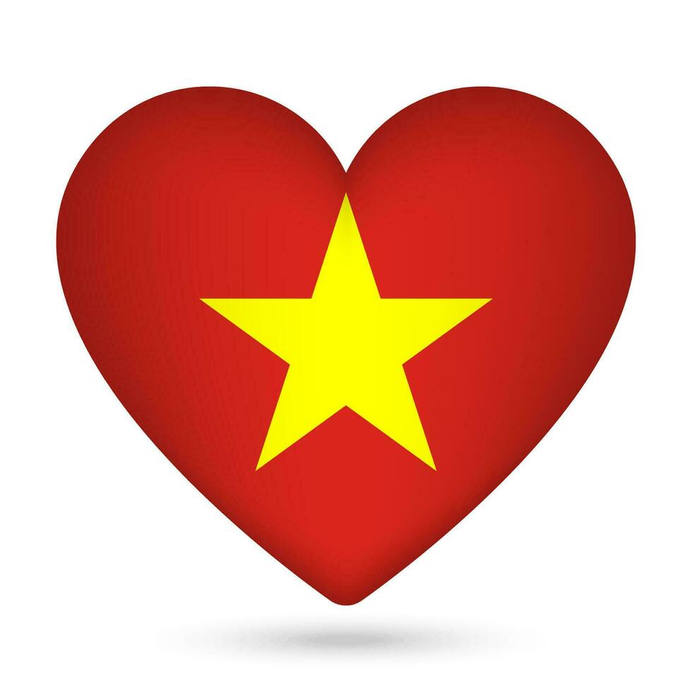 Vietnam flag in heart shape. Vector illustration.