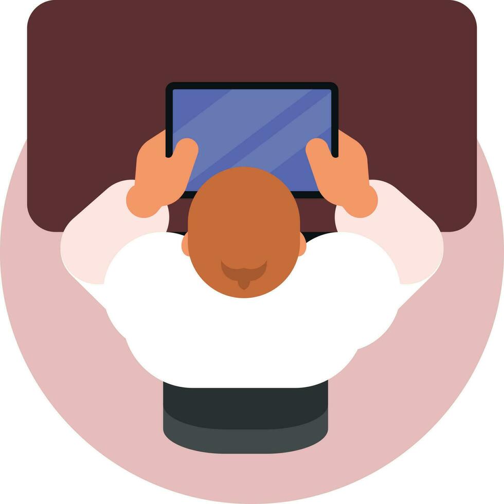 Man With A Computer Tablet, Isolated Background. vector