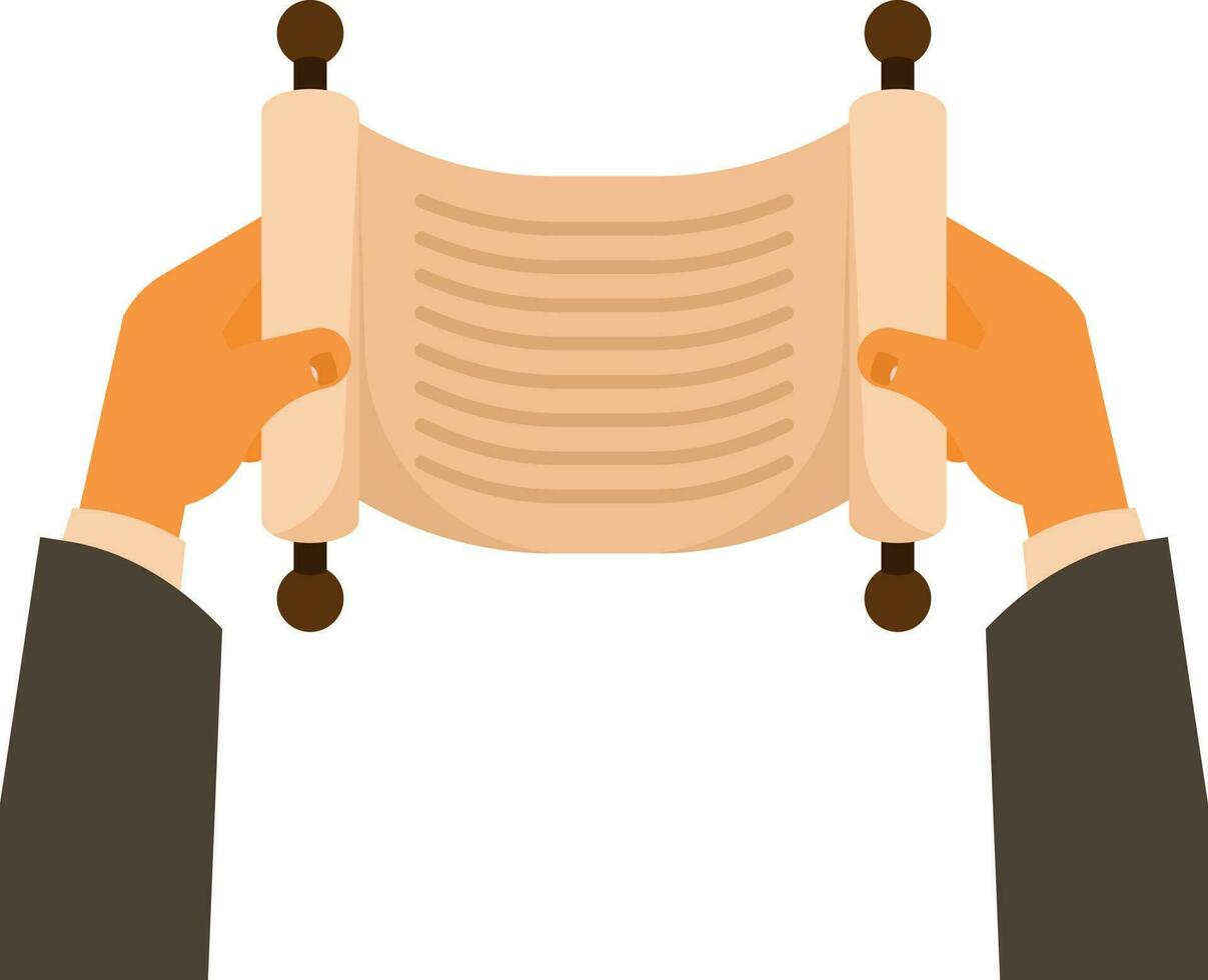 Parchment In Hands, Isolated Background. vector