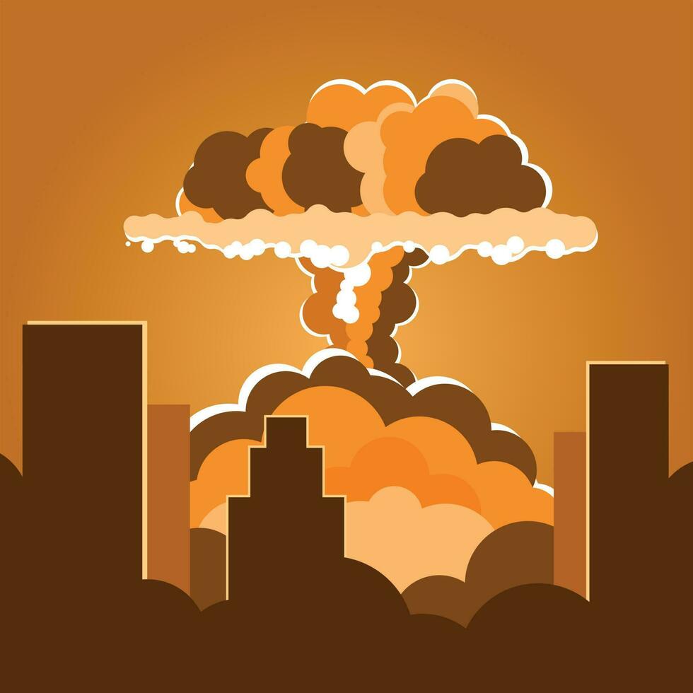 Nuclear Bomb Explosion, Isolated Background. vector