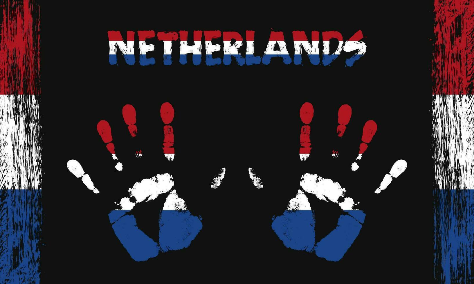 Vector flag of Netherlands with a palm