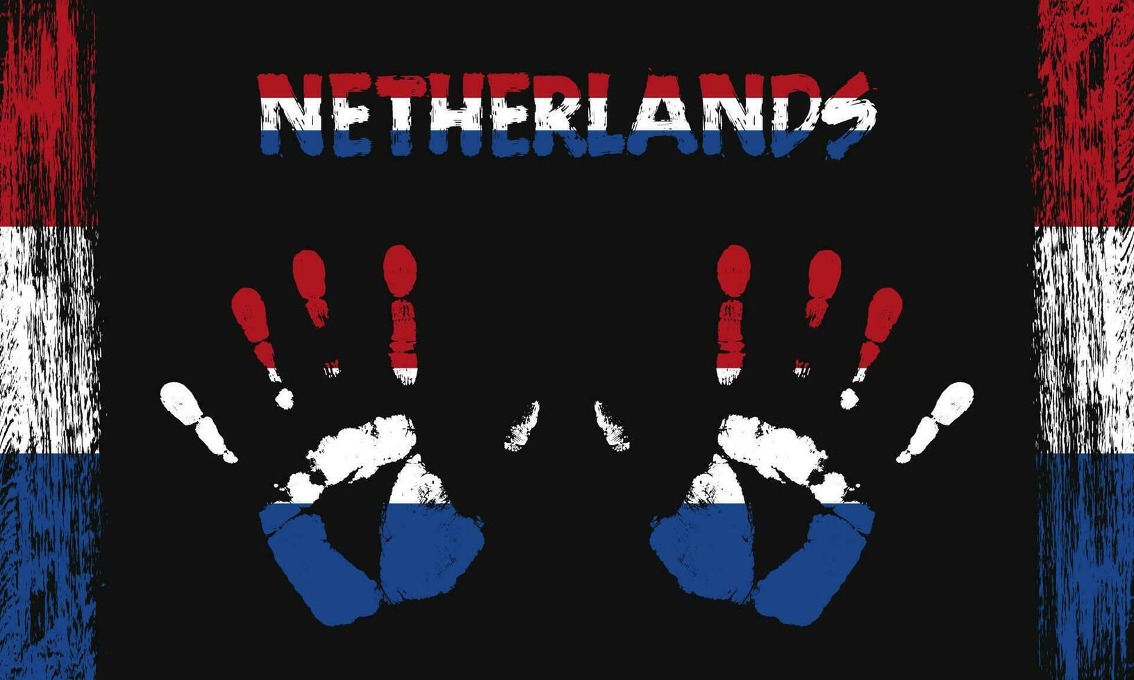 Vector flag of Netherlands with a palm