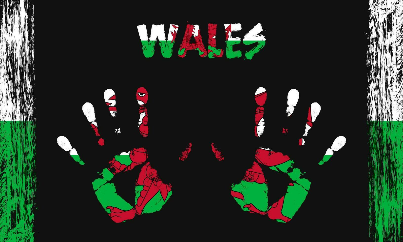 Vector flag of Wales with a palm