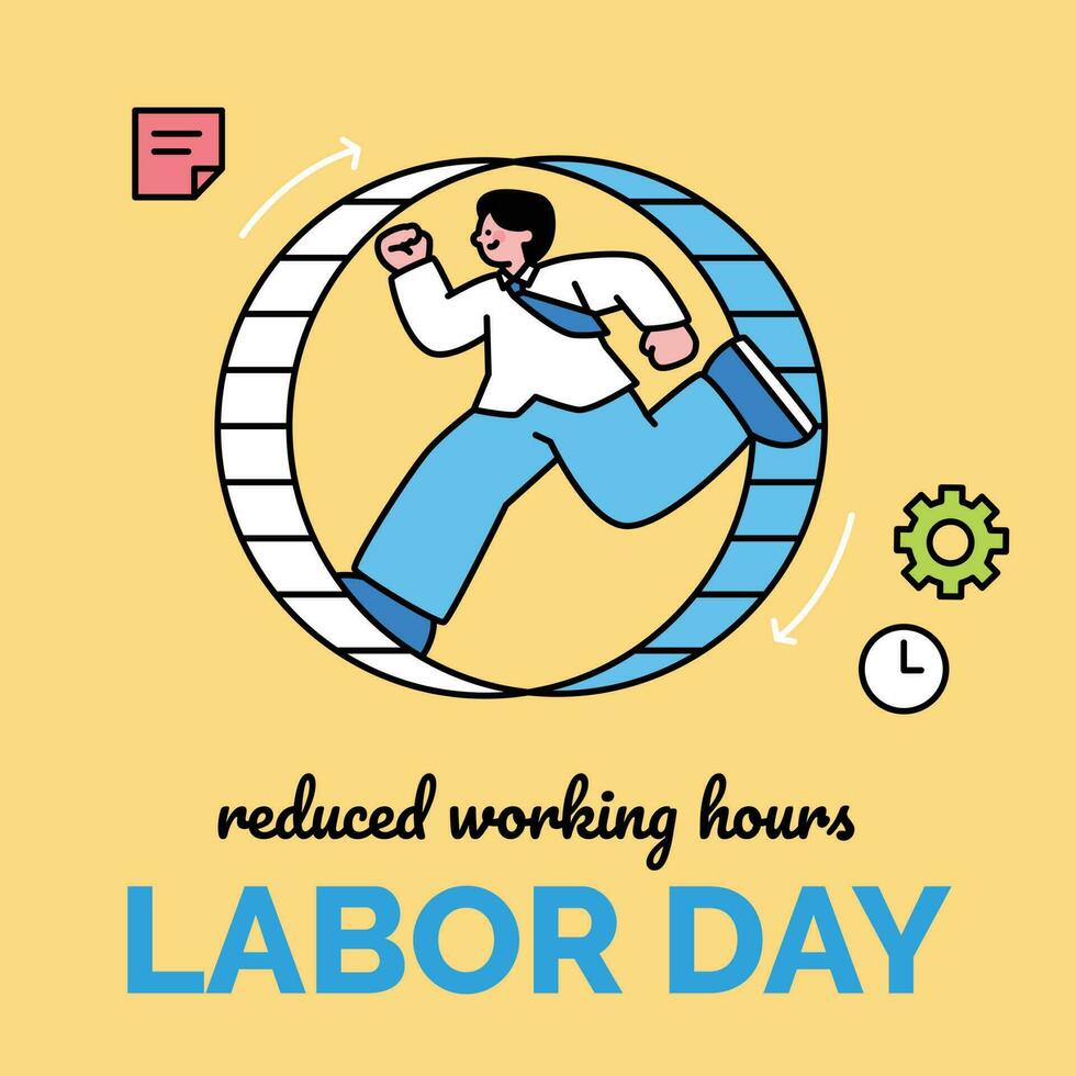 Labor Day. people who are working. A businessman running a hamster wheel. vector
