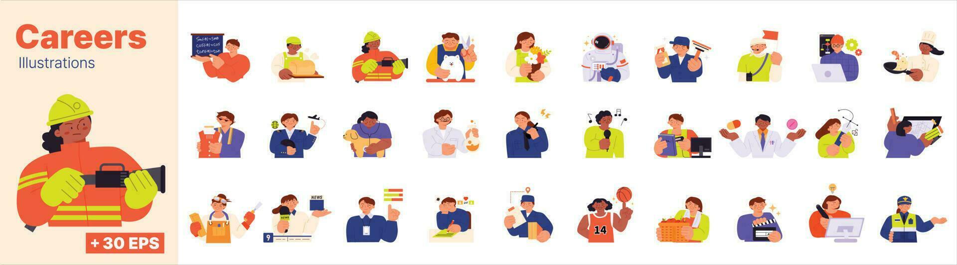 Labor Day. people who are working. Characters and uniforms of various occupational groups such as production workers, field workers, and office workers. vector