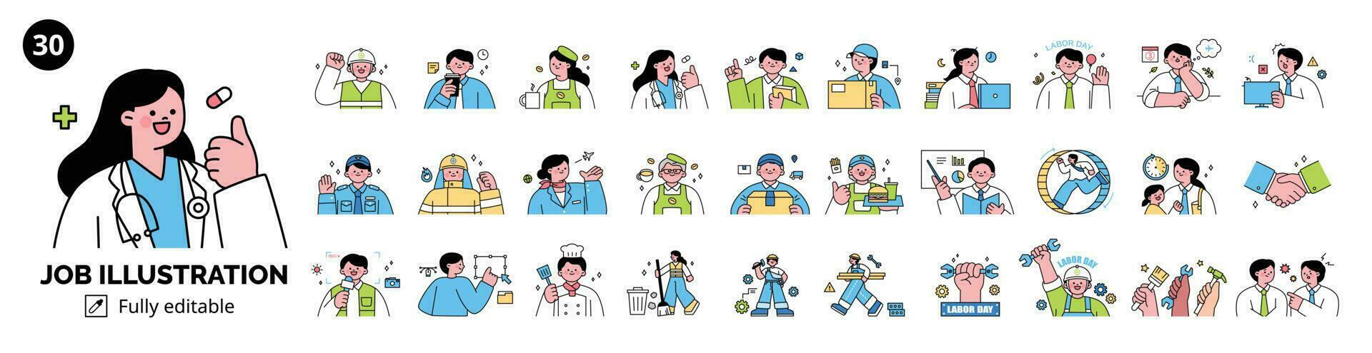 Labor Day. people who are working. Illustration of busy characters and workers rights in different professions. vector