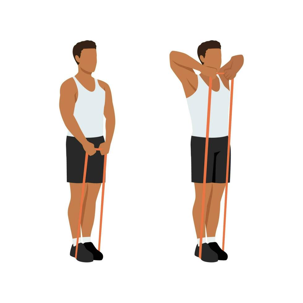 Woman Using Equipment For Exercise With Resistance Band Bicep Curl In 2  Step Workout With Lightweight Equipment Stock Illustration - Download Image  Now - iStock