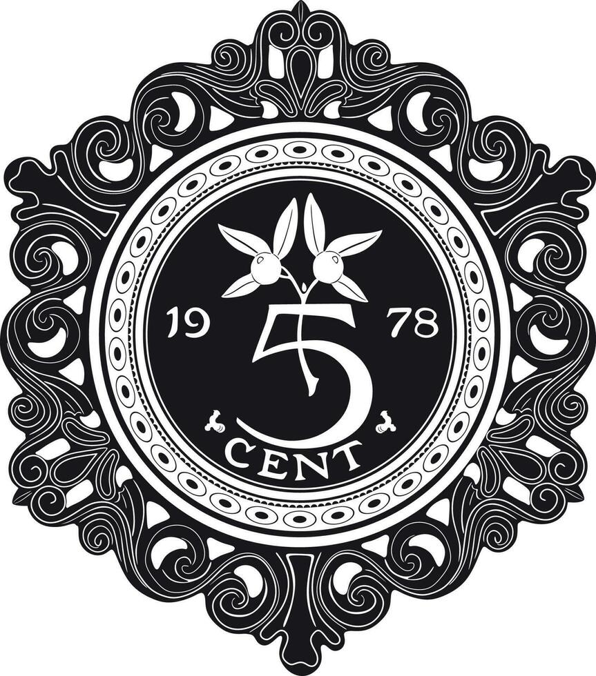 Netherland coin 5 cent vector silhoutte