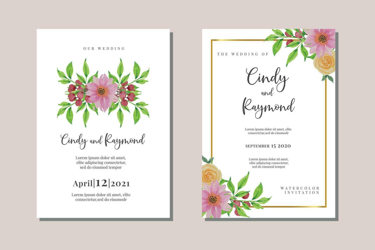 Wedding Invitation Pink Flower vector