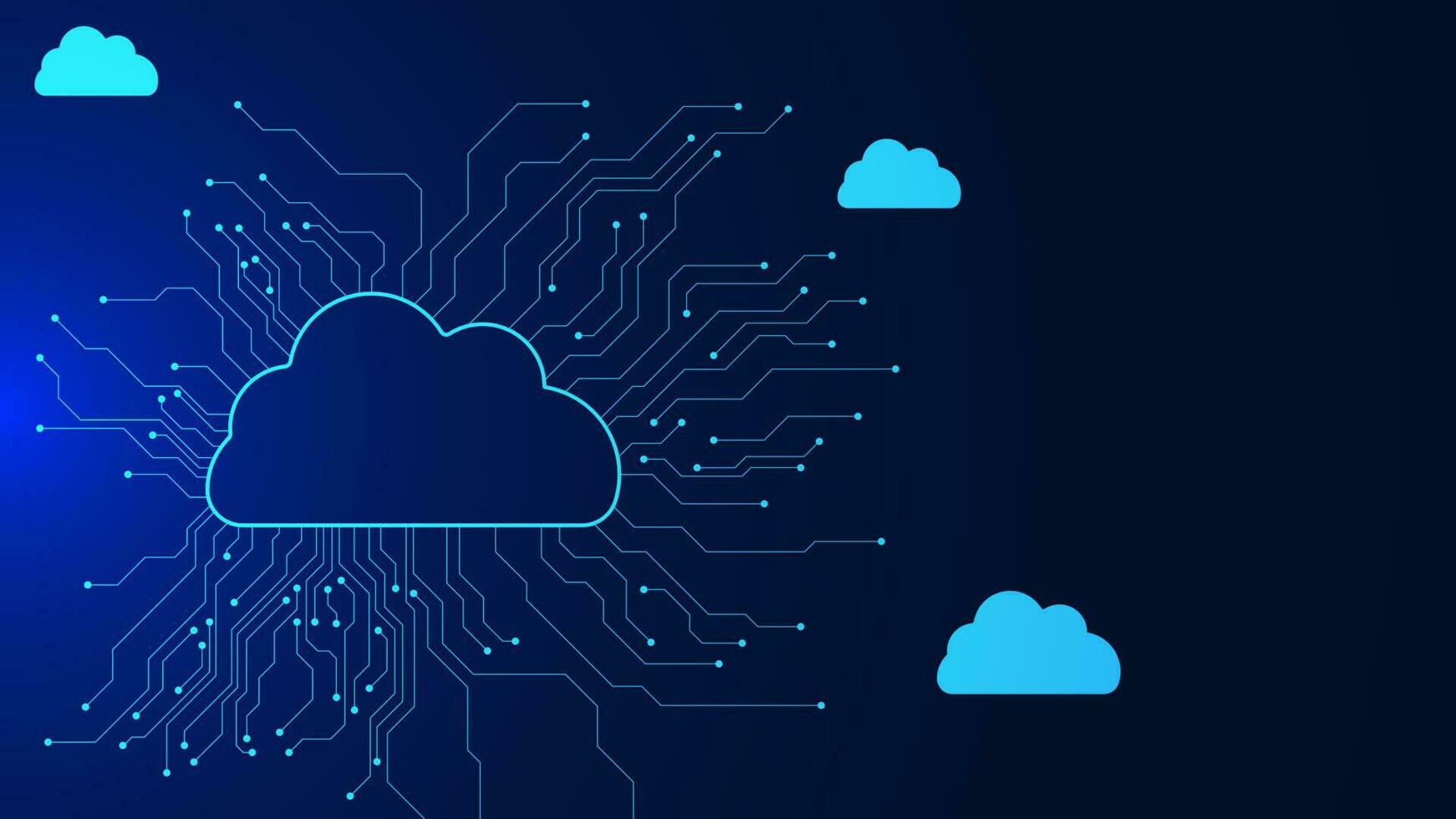 Cloud computing technology, data storage, web server with electronic circuit board background. Vector illustration.