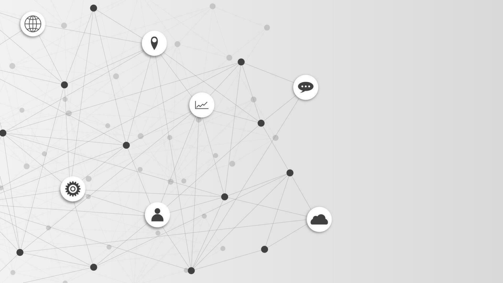 Information or global communication technology with dots and lines connection and business icons. Vector illustration.