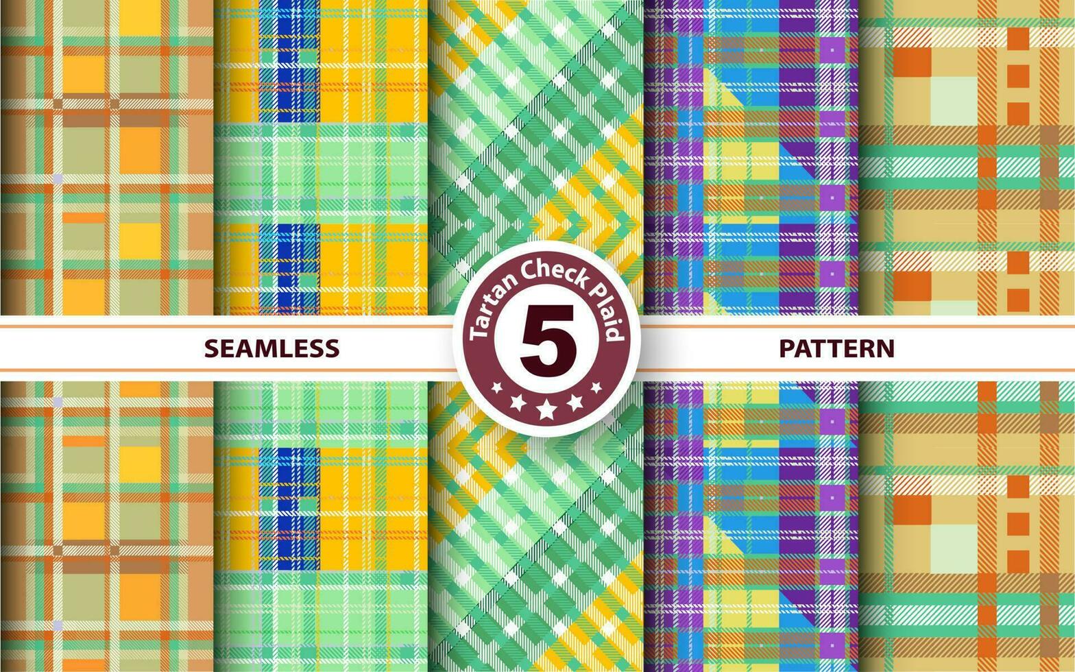 Set Tartan Plaid Scottish Seamless Pattern. Flat textile fabric pattern ornament design. Texture from tartan, plaid, tablecloths, shirts, clothes, dresses, bedding, blankets and other textile. vector