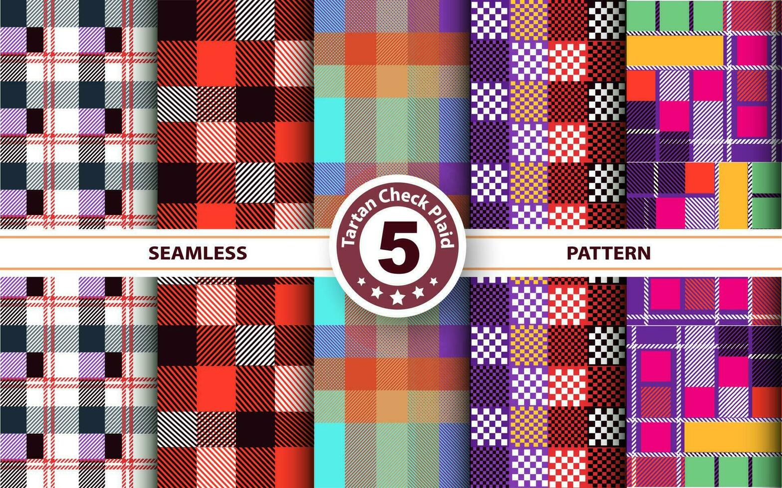 Set Tartan Plaid Scottish Seamless Pattern. Flat textile fabric pattern ornament design. Texture from tartan, plaid, tablecloths, shirts, clothes, dresses, bedding, blankets and other textile. vector