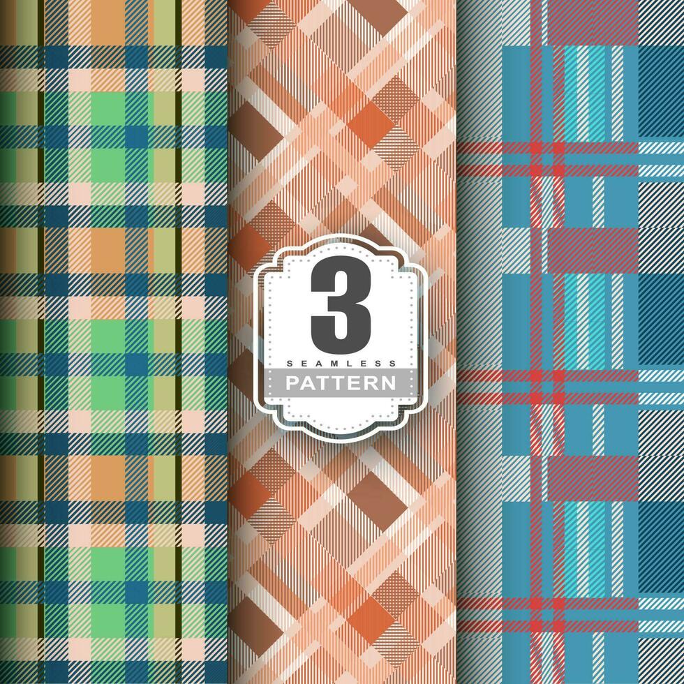 Set Tartan Plaid Scottish Seamless Pattern. Flat textile fabric pattern ornament design. Texture from tartan, plaid, tablecloths, shirts, clothes, dresses, bedding, blankets and other textile. vector